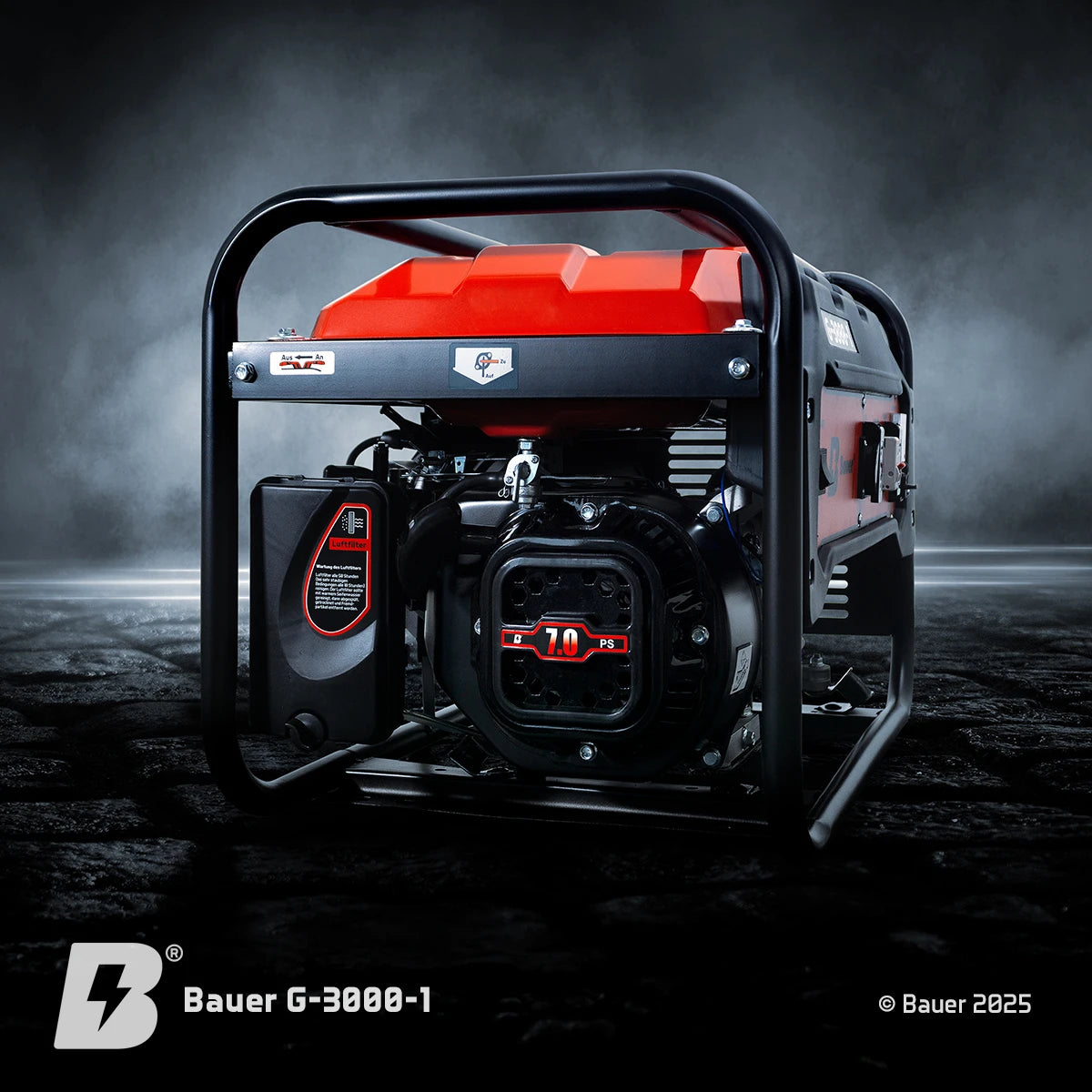 Bauer G-3000-1 | 3000 Watt / 3 kW | Kompakter Generator | Stromerzeuger I Notstromgenerator