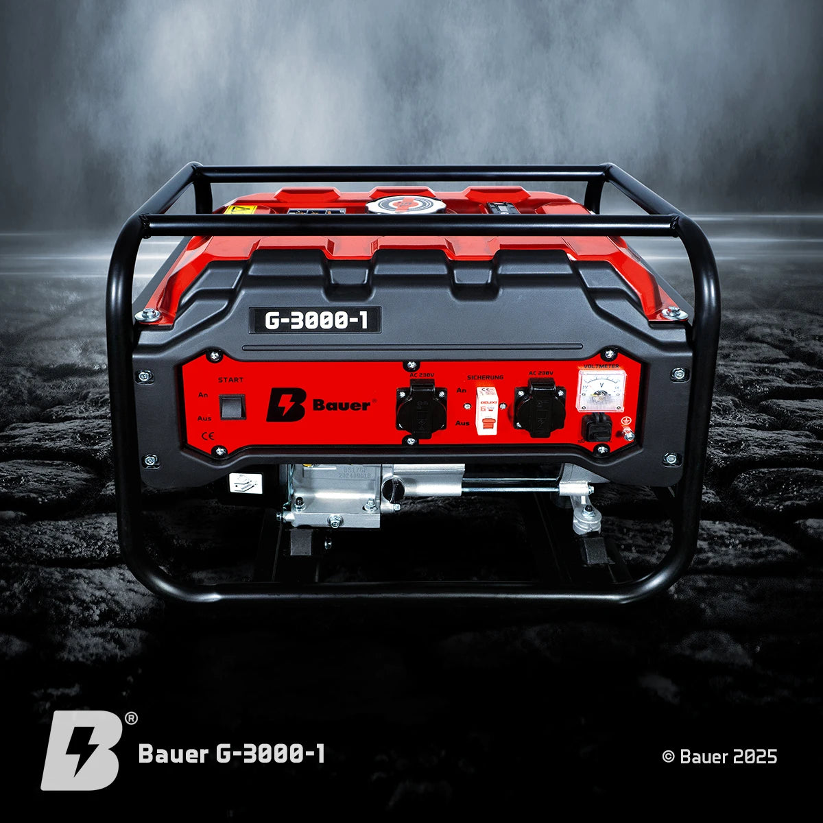 Bauer G-3000-1 | 3000 Watt / 3 kW | Kompakter Generator | Stromerzeuger I Notstromgenerator