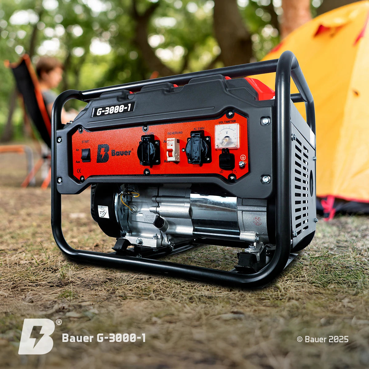 Bauer G-3000-1 | 3000 Watt / 3 kW | Kompakter Generator | Stromerzeuger I Notstromgenerator