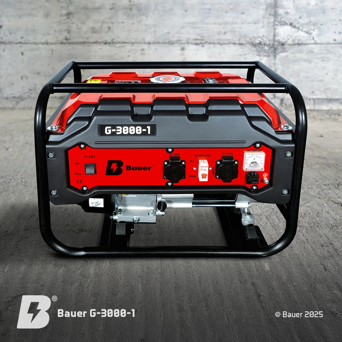 Bauer G-3000-1 | 3000 Watt / 3 kW | Kompakter Generator | Stromerzeuger I Notstromgenerator