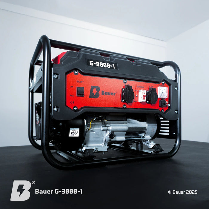 Bauer G-3000-1 | 3000 Watt / 3 kW | Kompakter Generator | Stromerzeuger I Notstromgenerator