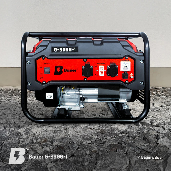 Bauer G-3000-1 | 3000 Watt / 3 kW | Kompakter Generator | Stromerzeuger I Notstromgenerator