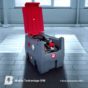 Mobile Tankanlage mit integrierter Zapfanlage und 220L Tankinhalt.