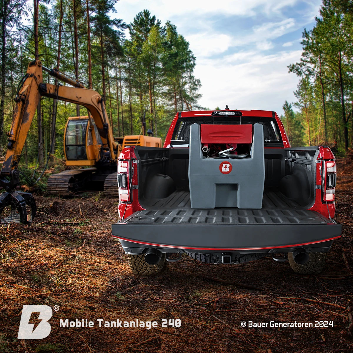 Mobile Tankanlage mit integrierter Zapfanlage und 220L Tankinhalt.